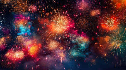 Obraz na płótnie Canvas Colorful firework background. New Year celebration background.