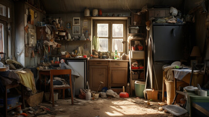 Interior of hoarder's house