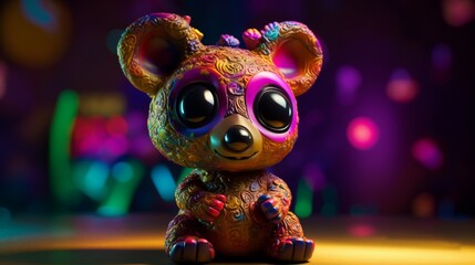 Adorable psychedelic quokka figurine designed Ai generated art