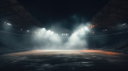 Lights and smoke at the stadium in the evening - generative ai