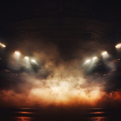 Lights and smoke at the stadium in the evening - generative ai