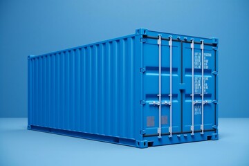 blue shipping container on clear backdrop, image file. Generative AI