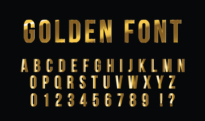 Golden alphabet and numbers gradient for posters and typography - obrazy, fototapety, plakaty