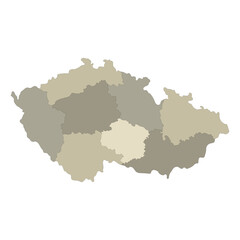 Fototapeta na wymiar Czechia map. Map of Czech Republic in main regions