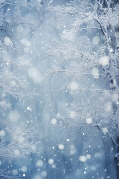 A picture of a snow covered tree in the middle of a snowy forest. This image can be used to depict the beauty of winter landscapes or to create a serene and peaceful atmosphere.