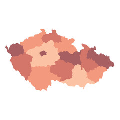 Czechia map. Map of Czech Republic in administrative regions