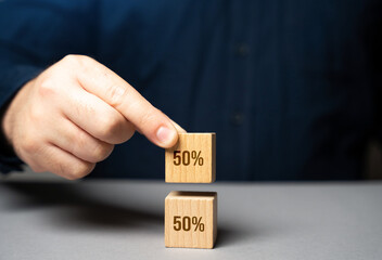 Add 50 percent to 50. Reach one hundred percent. Fulfillment of achieving a whole. Collect all...