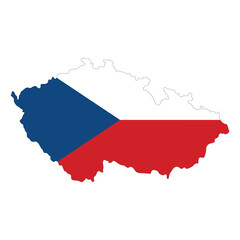 Map of Czech Republic with Czechia national flag