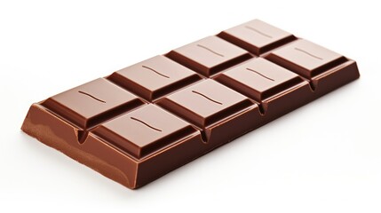 Fototapeta premium A meticulously crafted hyper-realistic chocolate bar on a clean white background. Engraved branding, embossed patterns, and intricate details enhance its sophistication and luxury