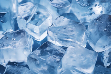 Abstract view of blue ice cubes, large crystals