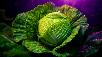 Obraz premium Cabbage head with leaves nibbled by pests.