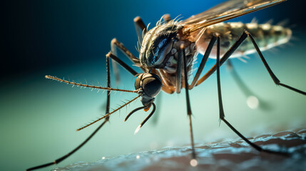 Close-up of a mosquito. The danger of mosquito-borne diseases.