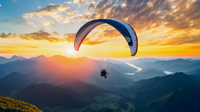Paragliding in the sky.