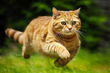 Naklejka na ściany i meble Fast cat sprinting alone with motion blur effect.