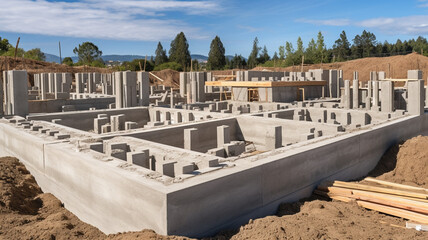 Fototapeta premium construction of the foundation of new house.