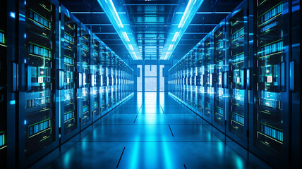 Fototapeta premium server room data center. mixed medi