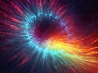 Abstract Round Plasma Beams Shockwave in Space Blue Red  Orange Background Wallpaper