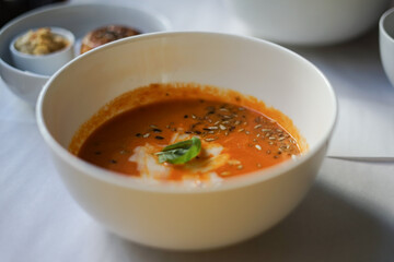 Tomato soup with cheese