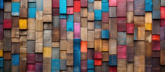 Colorful walls composed of reclaimed wooden material