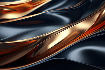 Graceful Golden Waves Cascading Over a Glossy Dark Surface