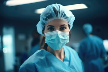 Young doctor in operating room looking directly at camera