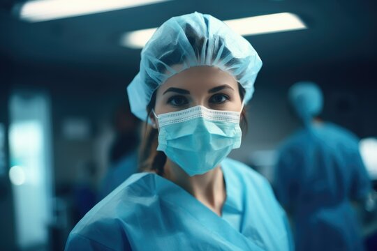 Young Doctor In Operating Room Looking Directly At Camera