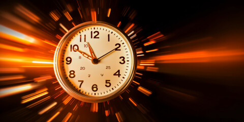 Time-lapse of a fast ticking clock with motion blur.