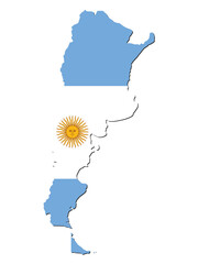 Vector Illustration of the Flag Incorporated Into the Map of Argentina.