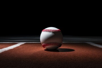 A baseball, a dramatic epic photograph in motion, on the field of a Major League Baseball stadium in the USA close up - obrazy, fototapety, plakaty