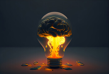 Light bulb on black background. Concept design for visualization of brainstorming.