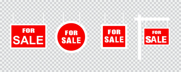 Real estate sale signs. Home sale sign red sign. Vector isolated signs collection. EPS 10