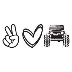 Peace, Love and Off Road Design, American Culture Off Road Design, WD,Peace Love,Offroad life, Offroad Heart Girl, American Off Road