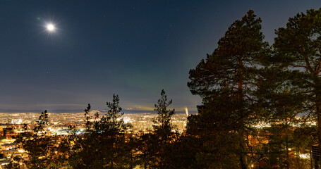 Weak aurora borealis over Oslo