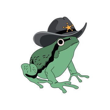 Cowboy Frog Meme Design. Wild West Frogg. Retro Ugly Frogg, Trendy Giddy Up, Country Design. Trendy Tshirt Design