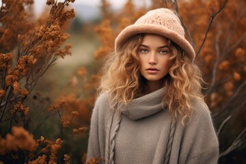 young blonde model posing for the camera very attractive in the fall
