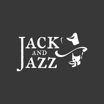 vector jazz music logo in vintage style with concept idea of ​​man silhouette and jazz hat