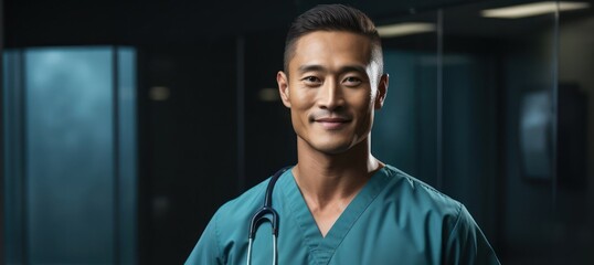 Asian Male Registered Nurse Employment Lifestyle Concept Generative AI - obrazy, fototapety, plakaty