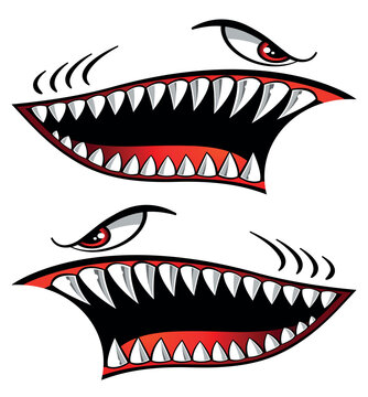 Flying tigers shark teeth car sticker motorcycle gas tank decal and helmet sticker.