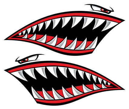 Flying tigers shark teeth car decal angry shark mouth motorcycle gas tank sticker.