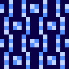 Seamless pattern with geometric motifs in 3 colors. Vector illustration.