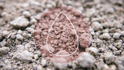  Dry Ground Alert Indicating Global Warming Phenomenon. Graphic representation