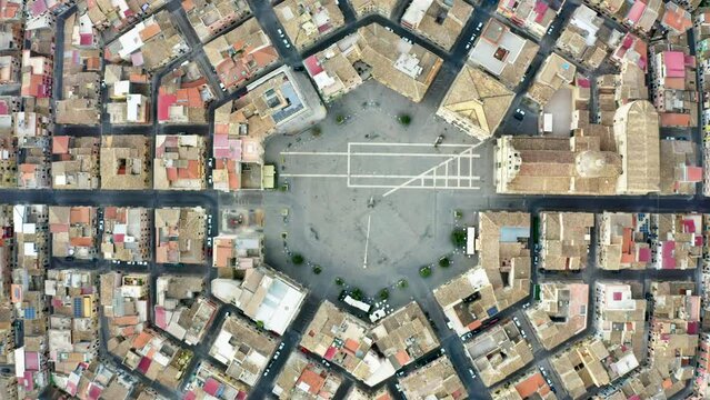 Top view of Grammichele, a small town in Sicily, Italy. 