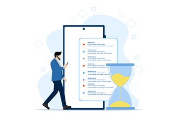 Time management concepts regarding schedules, deadlines, planners, planning and organizing, scheduling appointments on a calendar, marking tasks in a list and organizing office workflow.