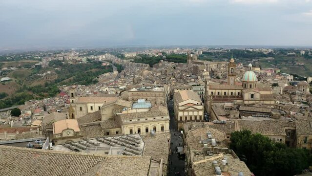 Drone view of the city of Caltagirone. Sicily. Italy