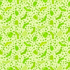 Winter warm socks and cup of tea seamless Christmas pattern for wrapping paper and fabrics and linens