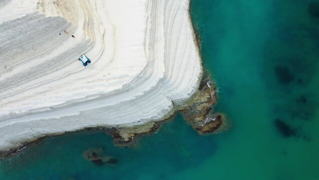 Aerial view of Scala dei Turchi (Stairs of Turks), Agrigento, Sicily, Italy.