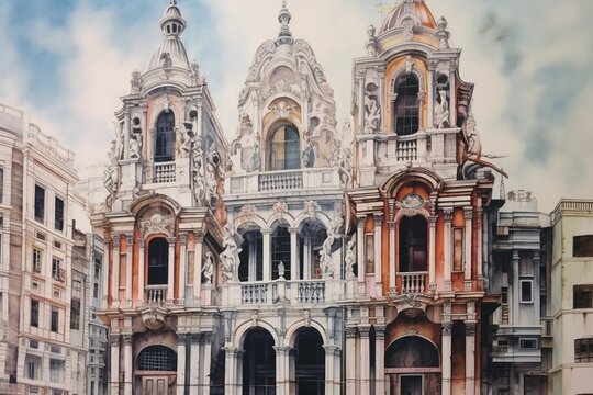 AI generated painted classical building church during day