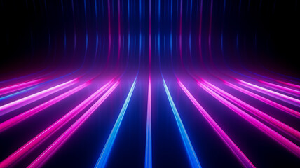 Futuristic abstract background with neon lights, laser rays, glowing ascending lines wallpaper - obrazy, fototapety, plakaty