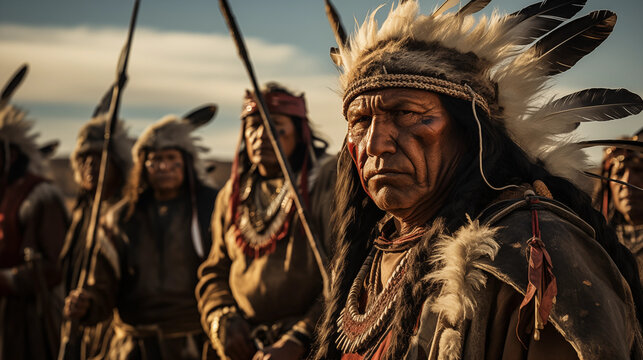 Cheyenne Tribe Warriors: Preparing for Battle, AI Generative