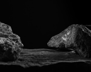 A Rock Overhang for a Product Display, Showing a Natural Stone over a Flat Floor Casting a Light...